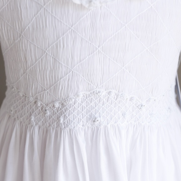White Smocked Dress size 12 Luli & Me Sleeveless Collar Special Occasion NWT - Picture 5 of 7